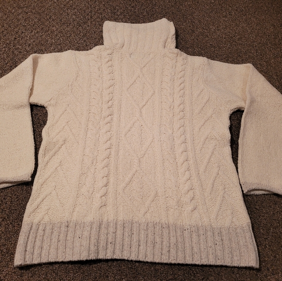 Irelands Eye White Cable Knit Turtle Neck Sweater - Picture 7 of 11
